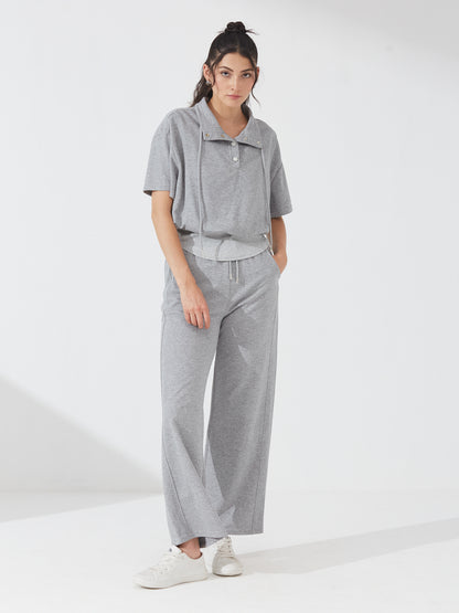 Grey Polo Neck Co-ord with Wide Pants
