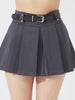 Charcoal Pleated Belted Skort