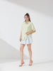 Denim box pleat skort with belt