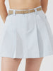 Denim box pleat skort with belt