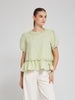 Pastel Green Puff Sleeve Frill Top