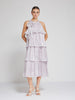 Lavender Tiered Metallic Midi Dress