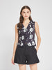 Black Floral Printed Sleeveless Waistcoat