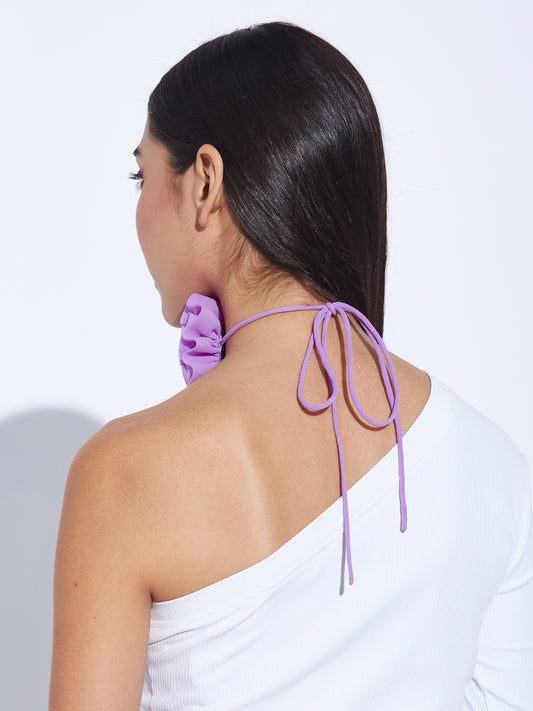 Purple georgette flower choker