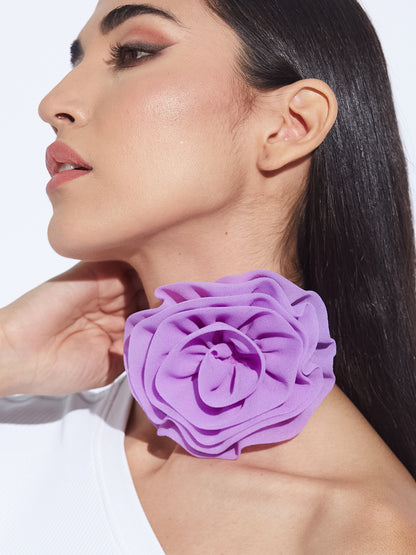 Purple georgette flower choker