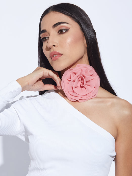Pink Georgette flower choker