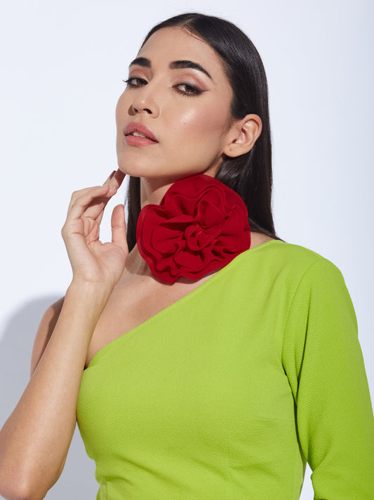 Red Georgette flower choker