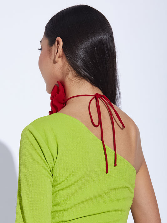 Red Georgette flower choker