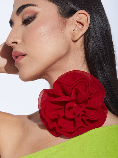 Red Georgette flower choker