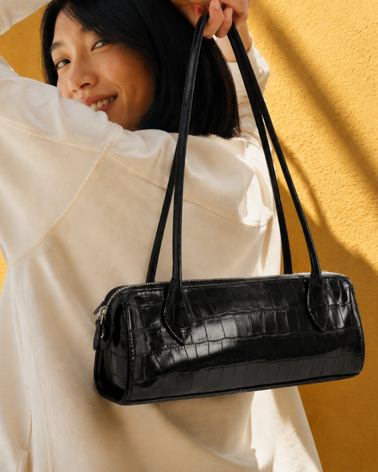 Midnight Croc Shoulder Bag – Sleek Luxury Edition