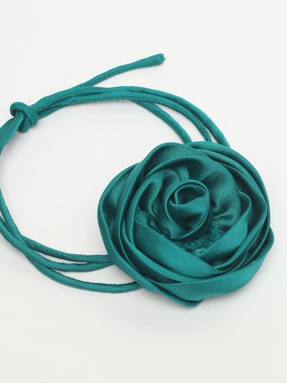 Green Satin flower choker