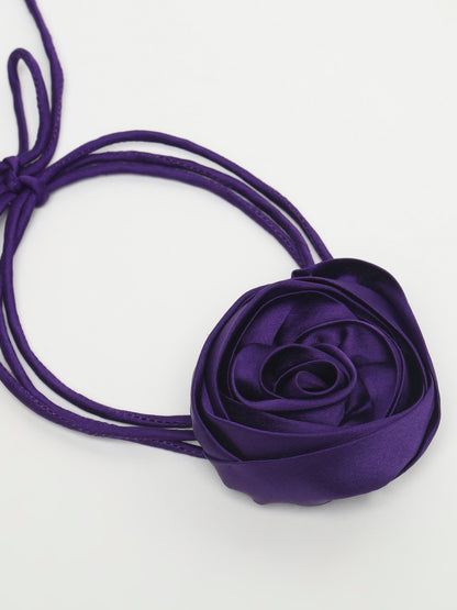 Purple Satin Flower Choker