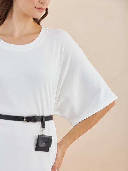 White Tshirt Dress with Belt