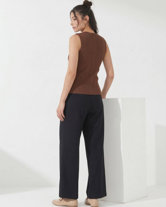 Tailored Black Pants with tan belt