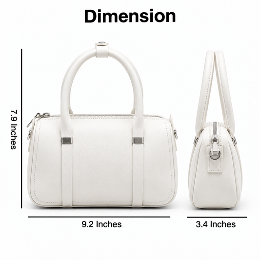 Premium Ivory Barrel Handbag with Detachable Sling