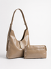 Elegant Nude Beige Shoulder Hobo Bag