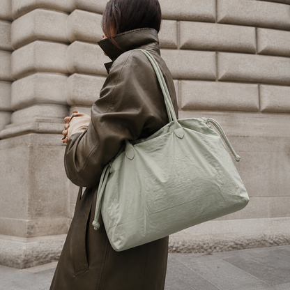 Sage Green Drawstring Tote Bag