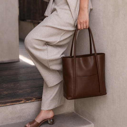 Classic Brown Leather Tote Bag
