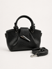 Midnight Black Mini Tote with Knot Handle & Metal Accent