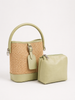 Pastel Green Woven Straw Bucket Bag with Top Handle
