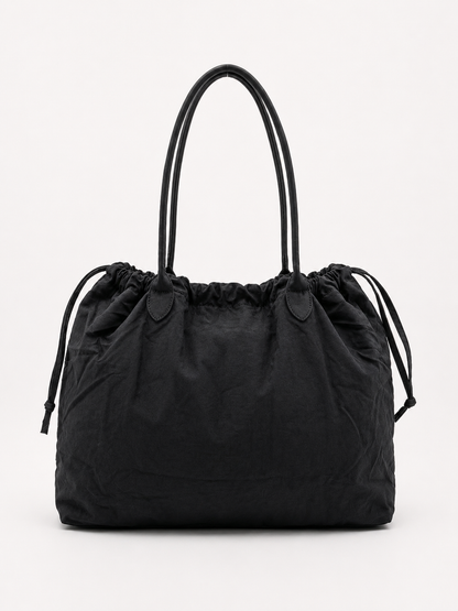 Classic Black Drawstring Tote Bag