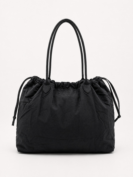 Classic Black Drawstring Tote Bag