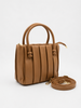 Caramel Pleated Mini Tote with Detachable Sling