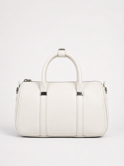 Premium Ivory Barrel Handbag with Detachable Sling