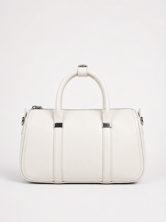 Premium Ivory Barrel Handbag with Detachable Sling