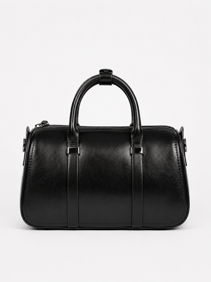 Premium Black Barrel Handbag with Sling Strap