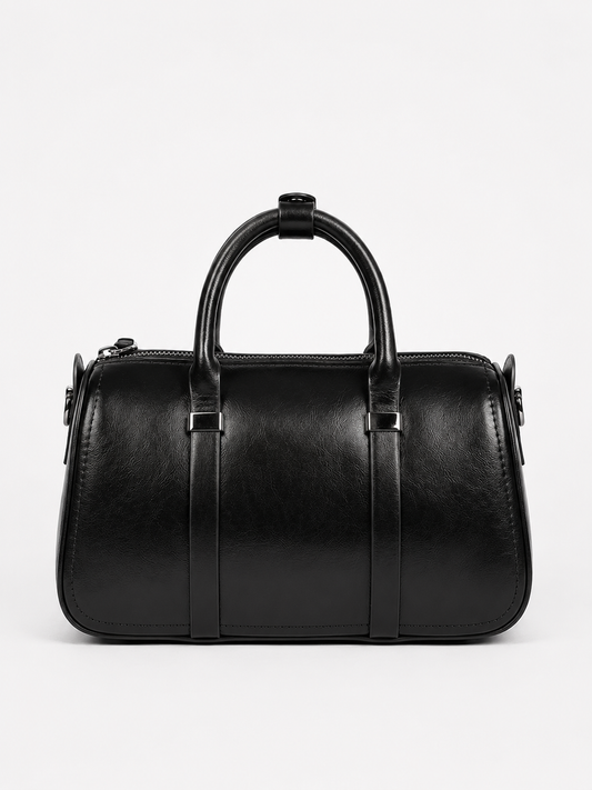 Premium Black Barrel Handbag with Sling Strap