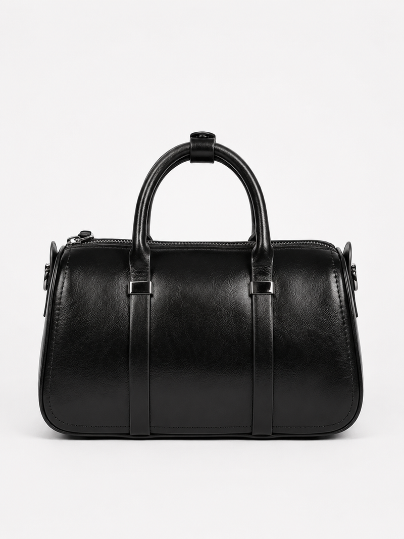 Premium Black Barrel Handbag with Sling Strap