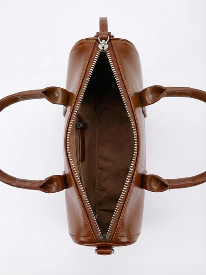 Luxury Brown Barrel Handbag