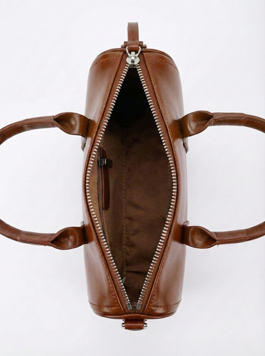 Luxury Brown Barrel Handbag