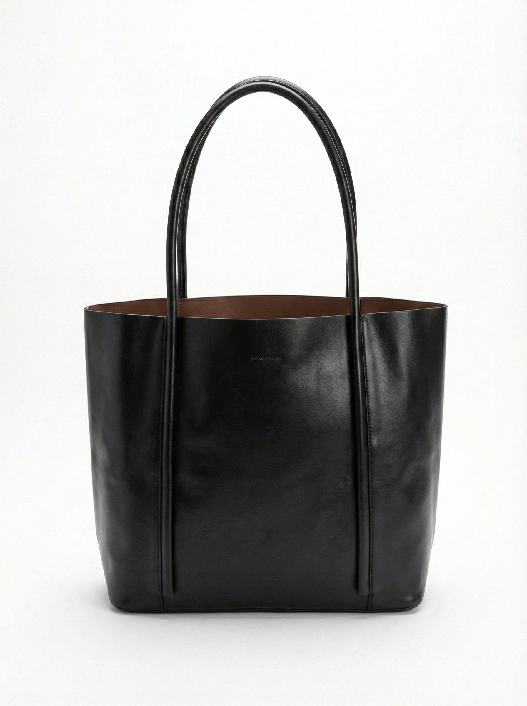 Classic Black Structured Leather Tote Bag