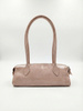 Blush Croc Texture Shoulder Bag – Slim Baguette Style