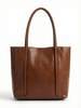 Classic Brown Structured Leather Tote Bag