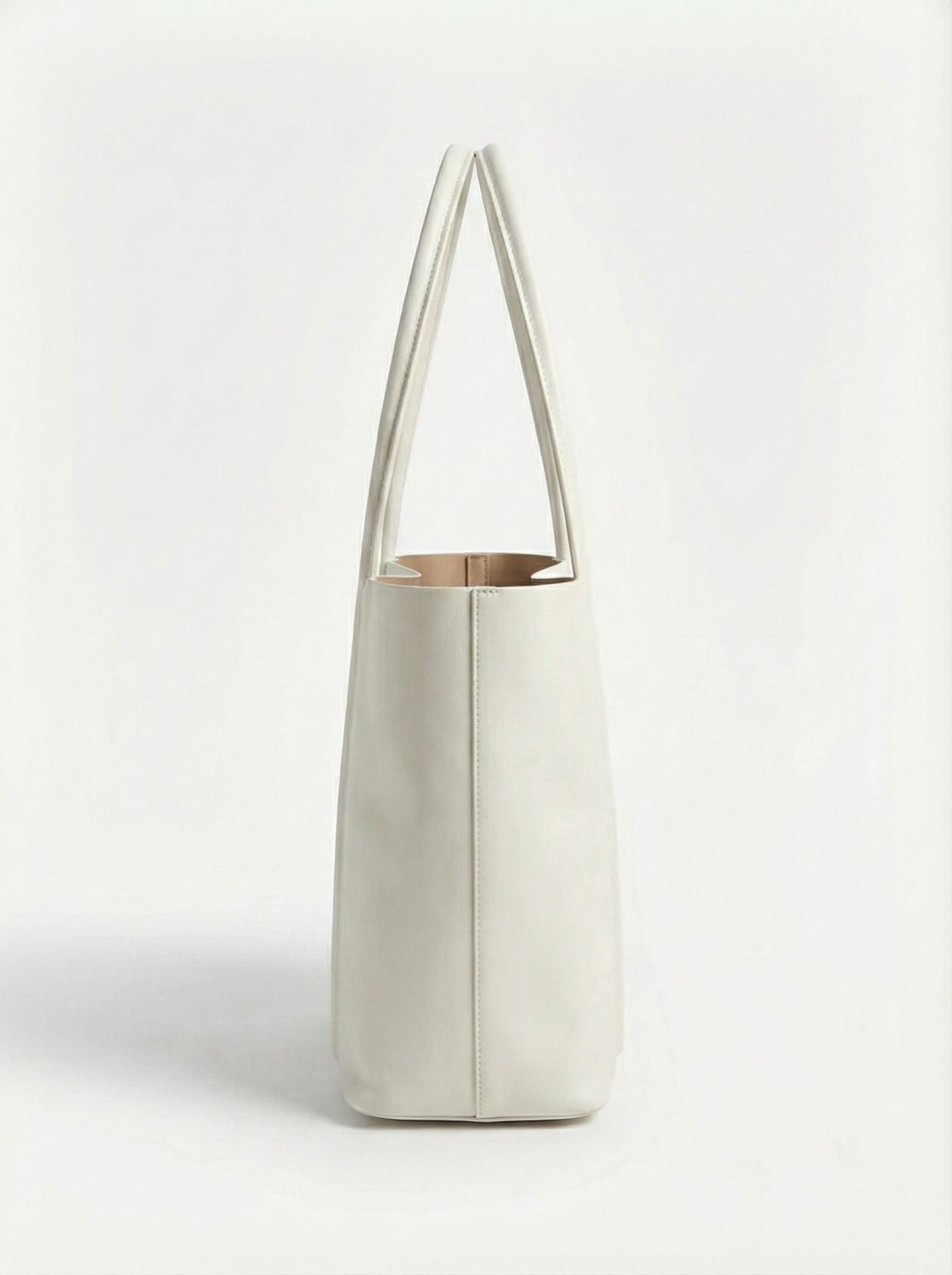 Classic Ivory Structured Leather Tote Bag