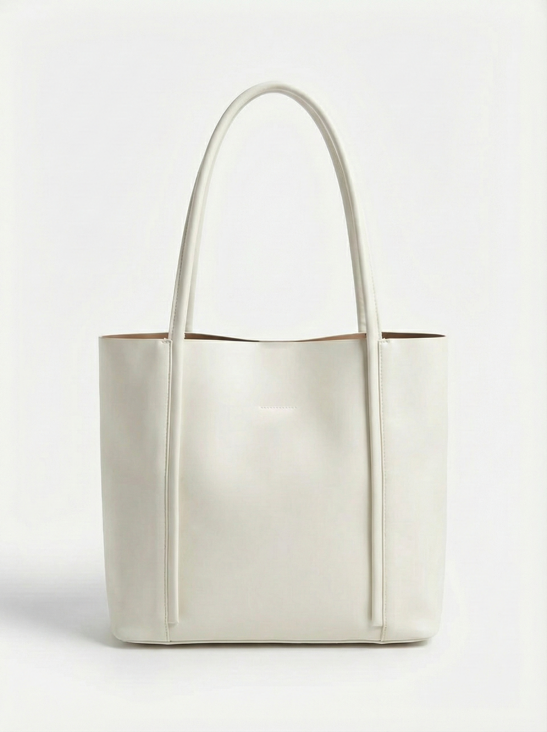 Classic Ivory Structured Leather Tote Bag