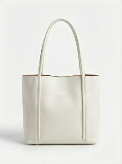 Classic Ivory Structured Leather Tote Bag
