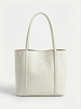 Classic Ivory Structured Leather Tote Bag