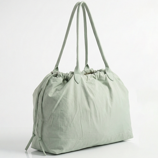 Sage Green Drawstring Tote Bag