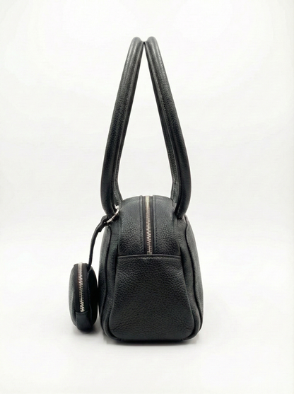 Classic Black Mini Shoulder Bag with Coin Pouch