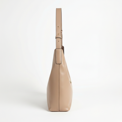 Elegant Nude Beige Shoulder Hobo Bag