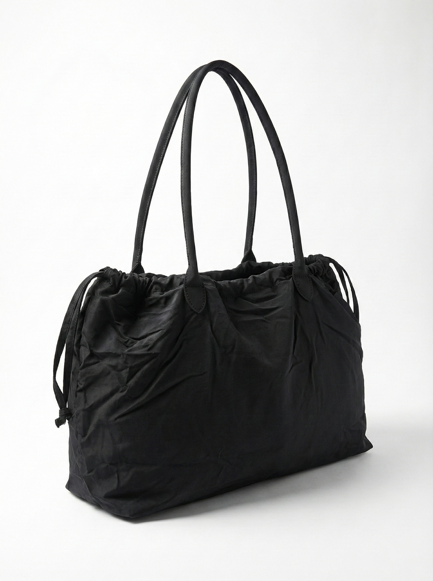 Classic Black Drawstring Tote Bag
