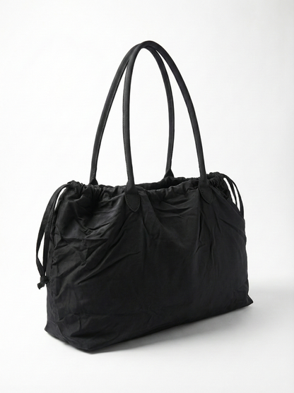 Classic Black Drawstring Tote Bag