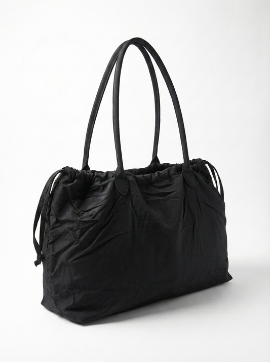 Classic Black Drawstring Tote Bag