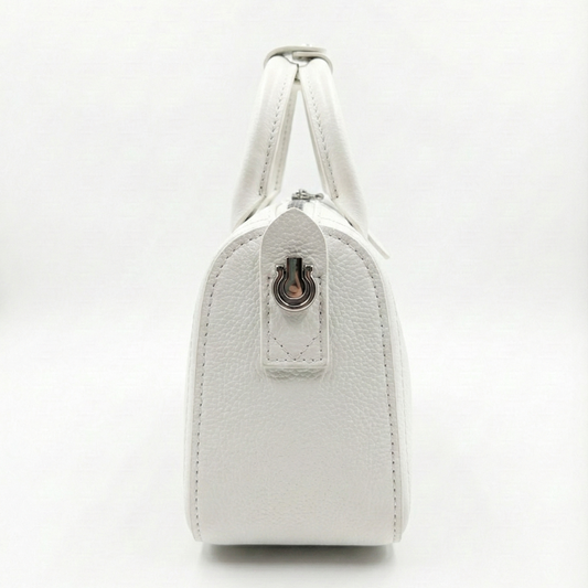 Premium Ivory Barrel Handbag with Detachable Sling