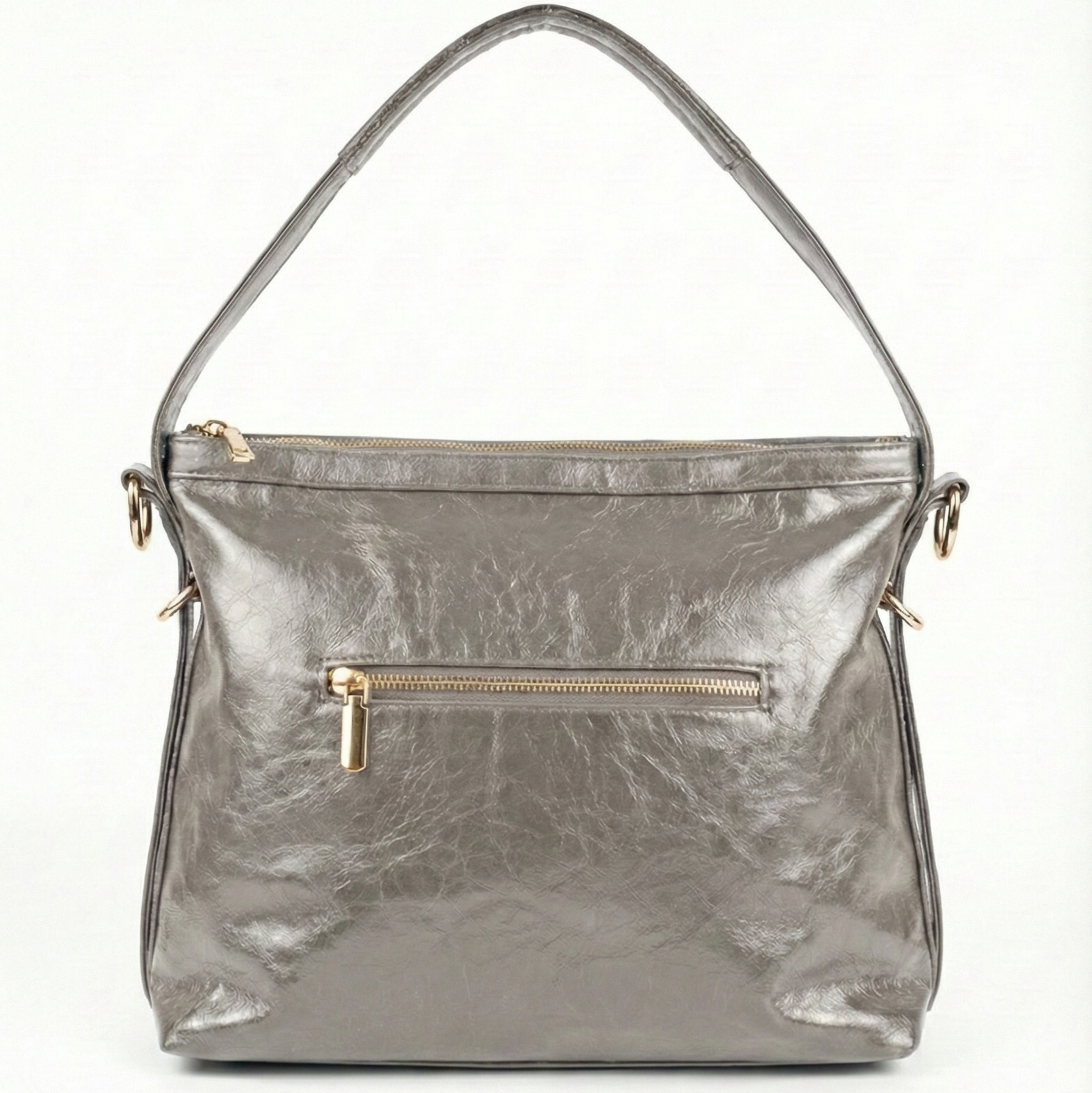 Smoky Grey Luxe Shoulder Bag with Dual Strap & Sling