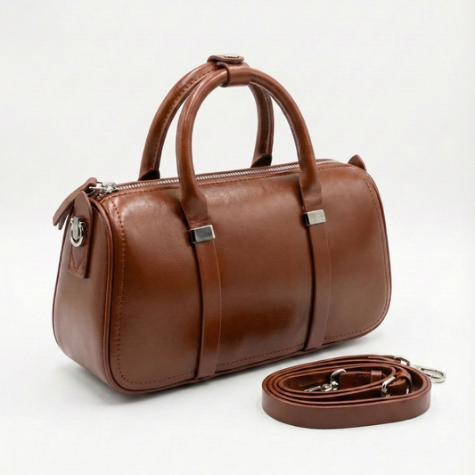 Luxury Brown Barrel Handbag